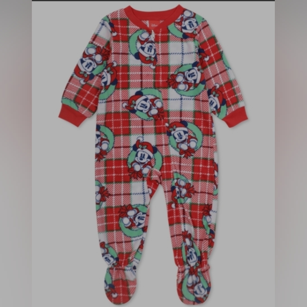Disney's Briefly Stated Infant Mickey Mouse Pajamas 12, 18, 24 months Fleece Red